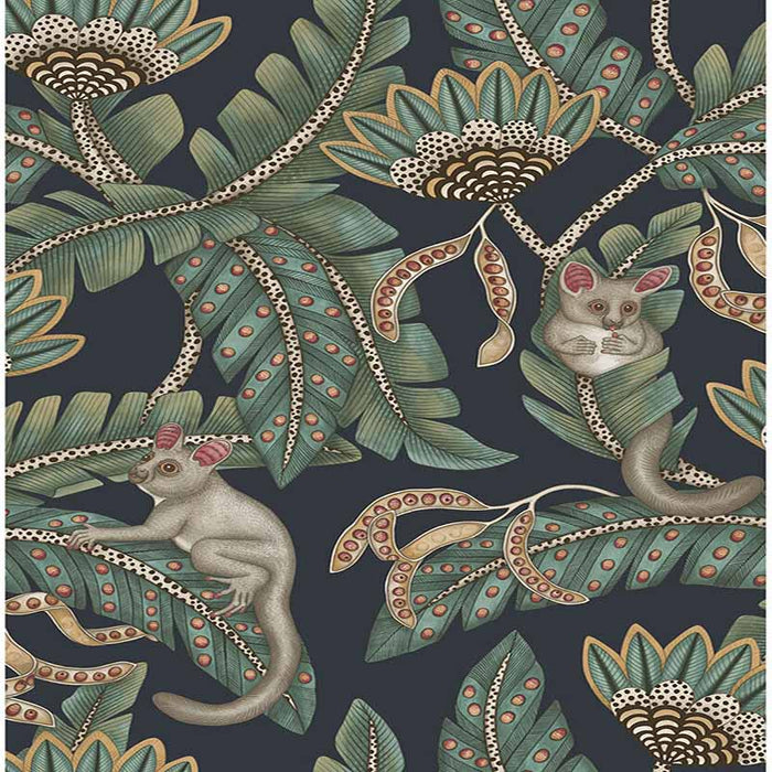 Cole & Son Bush Baby Teal&Ochre/Ink Wallpaper 119/7034.CS.0