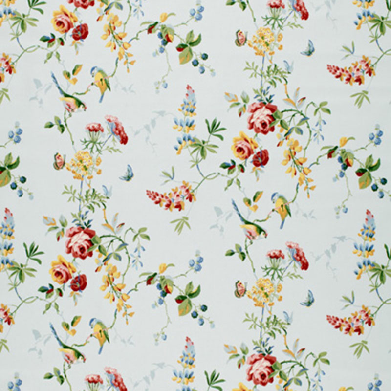 Schumacher Chickadee Floral Sky Fabric 1235014