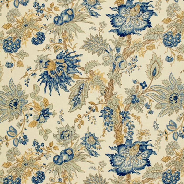 Schumacher Ellis Floral Vine Indigo Fabric 1304001