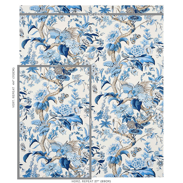 Schumacher Cranley Garden Blue Fabric Sample 1314003