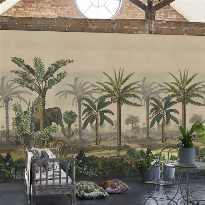 John Derian Palm Trail Scene 1 Sepia Wallpaper PJD6007/01