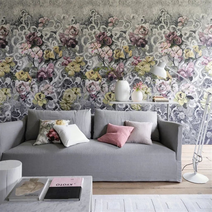 Designers Guild Tapestry Flower Platinum Wallpaper PDG1153/04