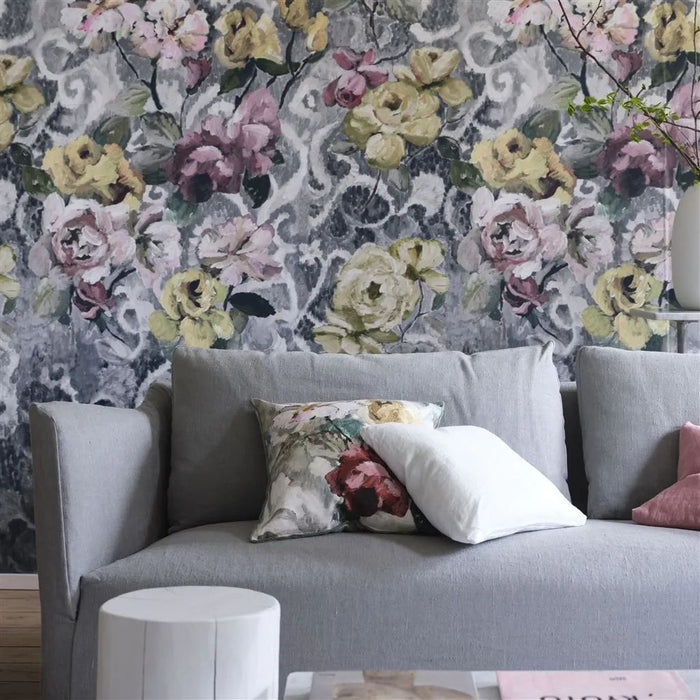 Designers Guild Tapestry Flower Platinum Wallpaper PDG1153/04