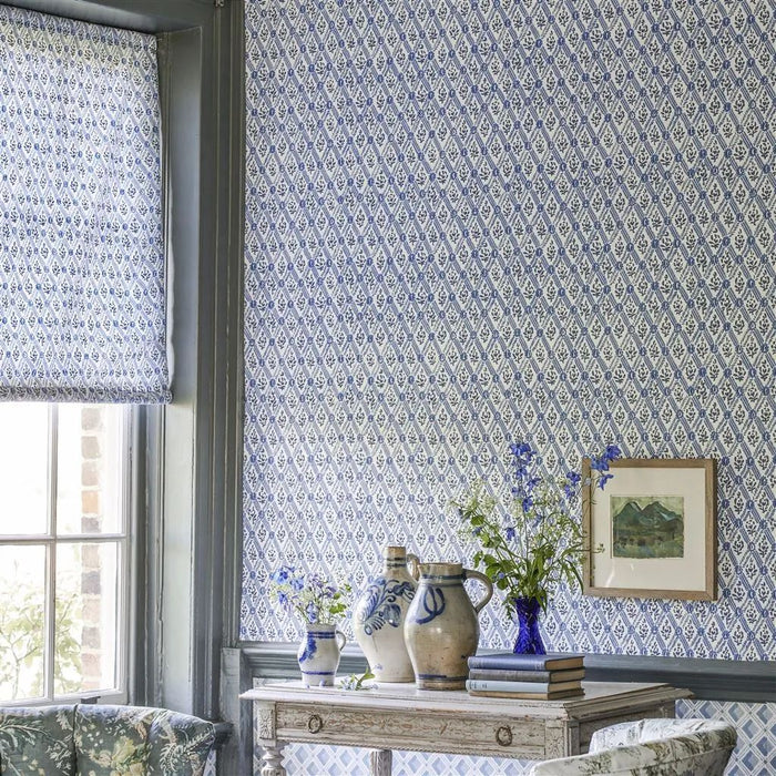 English Heritage St John Street Trellis Woad Wallpaper PEH0003/06