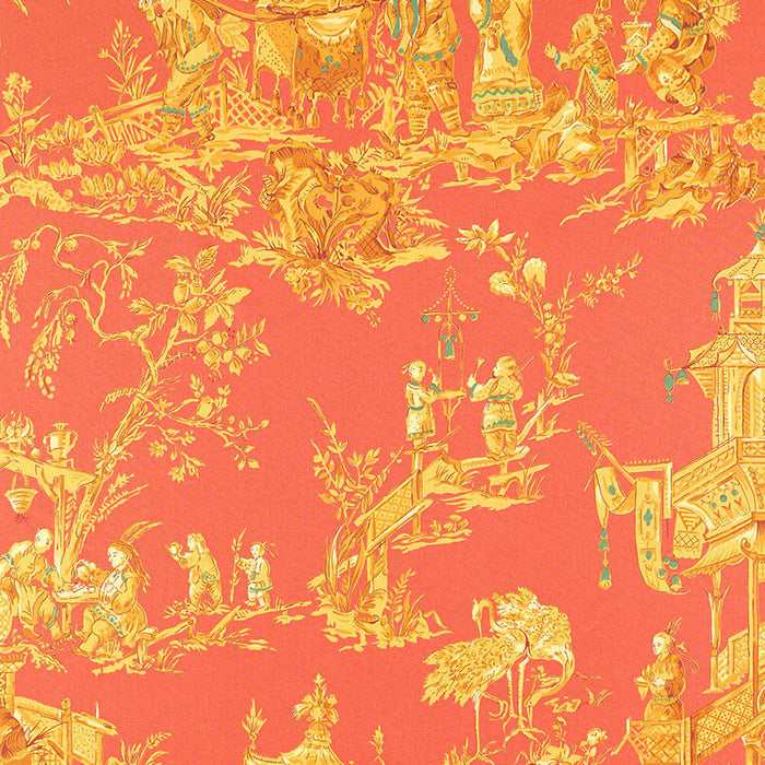 Schumacher Chinois Coral Fabric Sample 168271