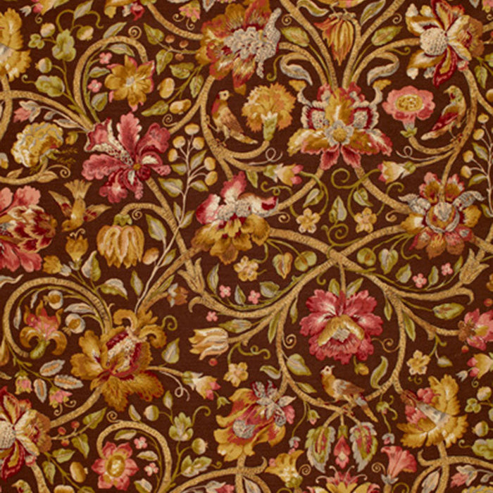 Schumacher Fleurs De Touraine Mahogany Fabric Sample 172723