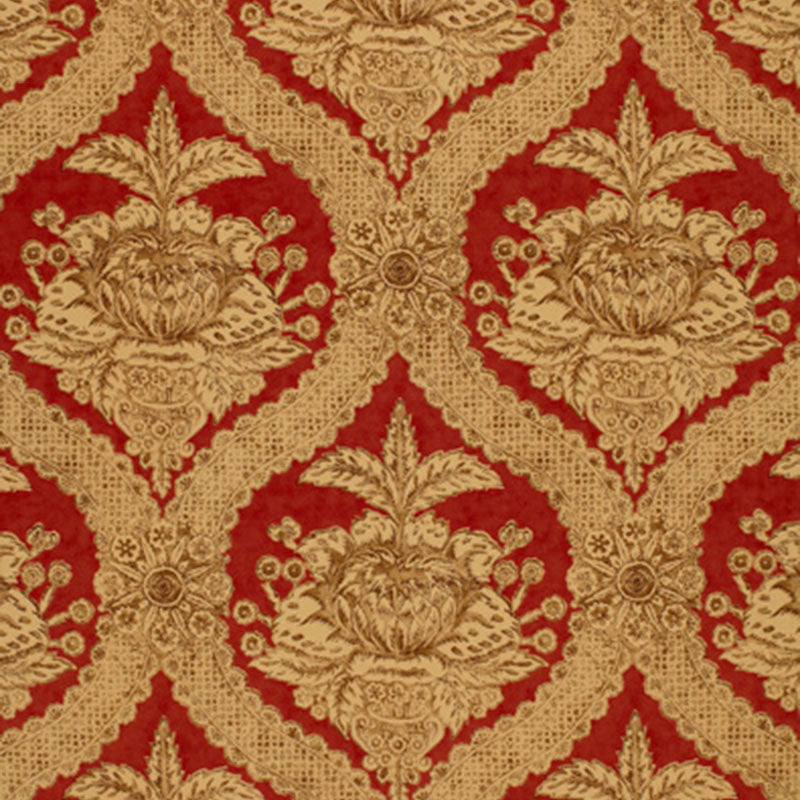 Schumacher Haddon Hall Damask Venetian Red Fabric 172781