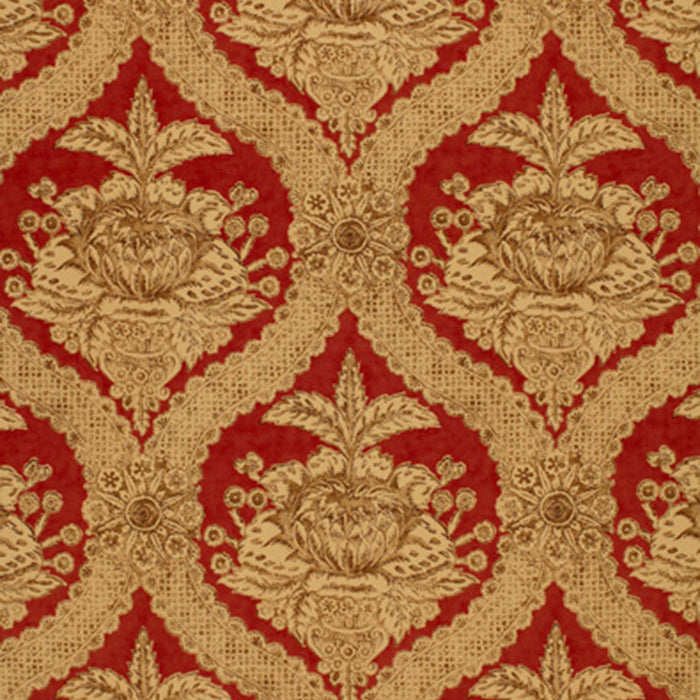 Schumacher Haddon Hall Damask Venetian Red Fabric 172781