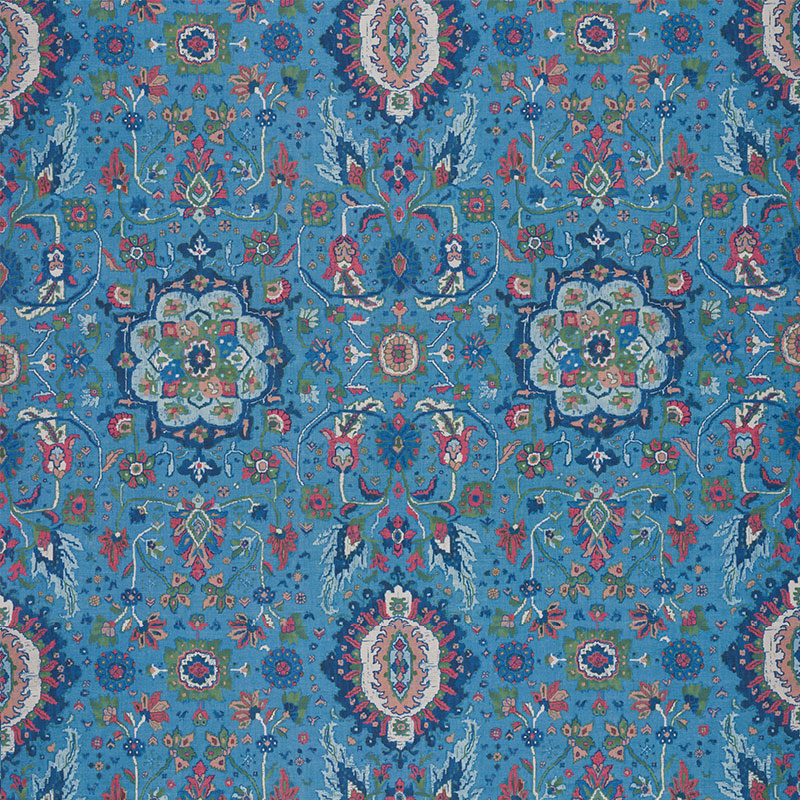 Schumacher Jahanara Carpet Peacock Fabric 172794