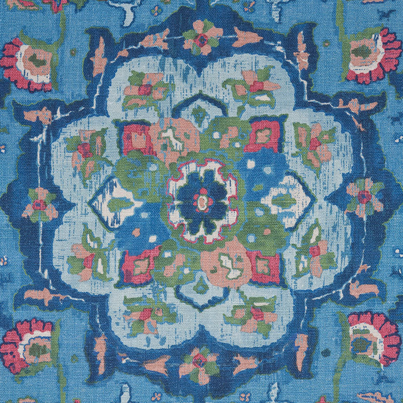 Schumacher Jahanara Carpet Peacock Fabric 172794