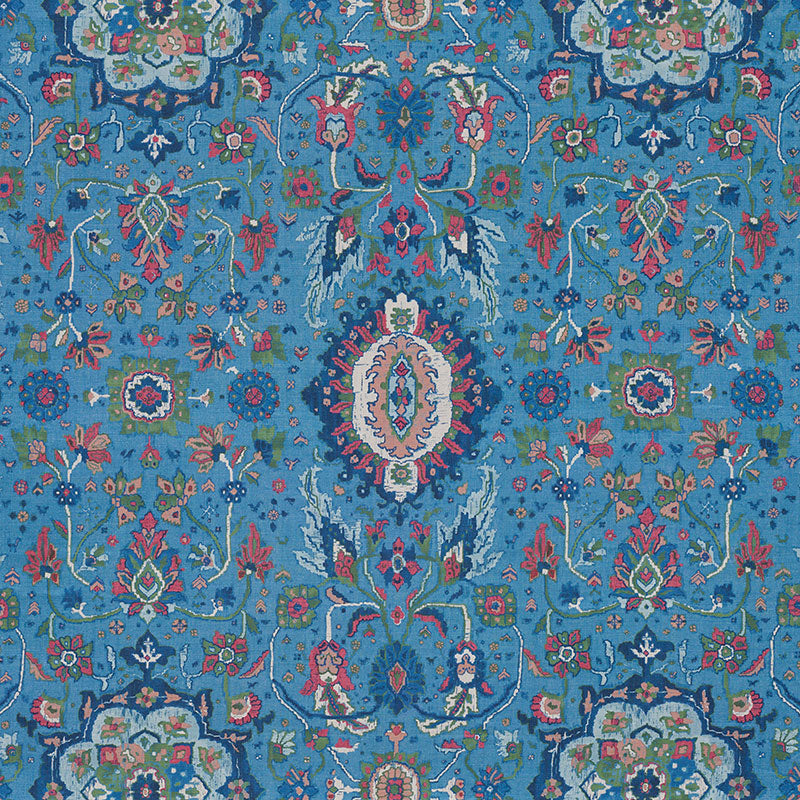 Schumacher Jahanara Carpet Peacock Fabric 172794