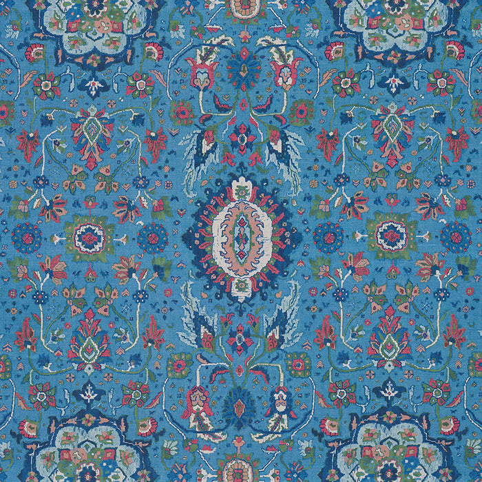 Schumacher Jahanara Carpet Peacock Fabric Sample 172794