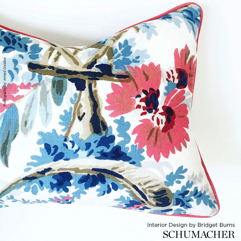 Schumacher Plaisirs De La Chine Bleu & Rouge Fabric 172853