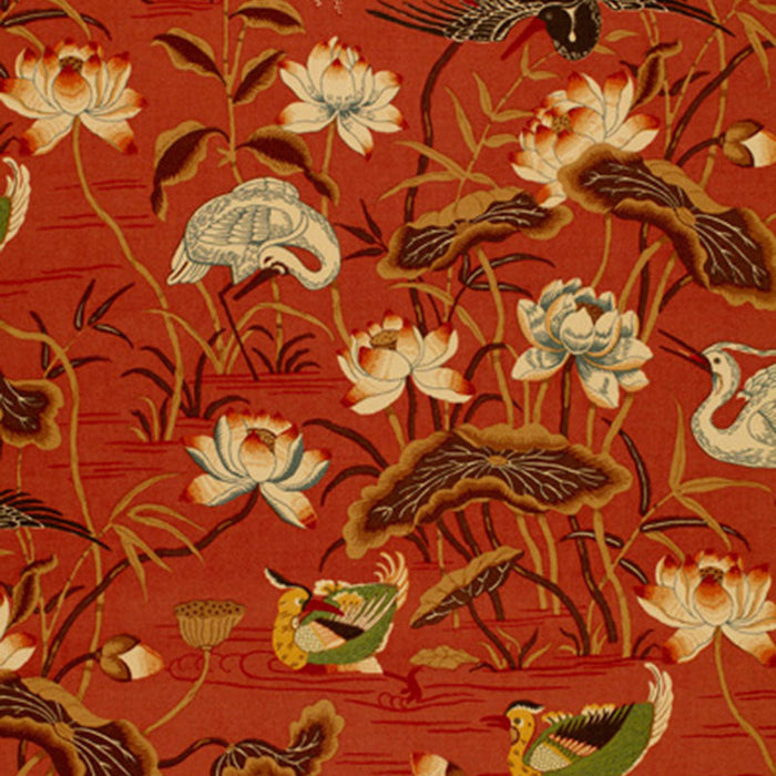 Schumacher Lotus Garden Lacquer Fabric Sample 172930