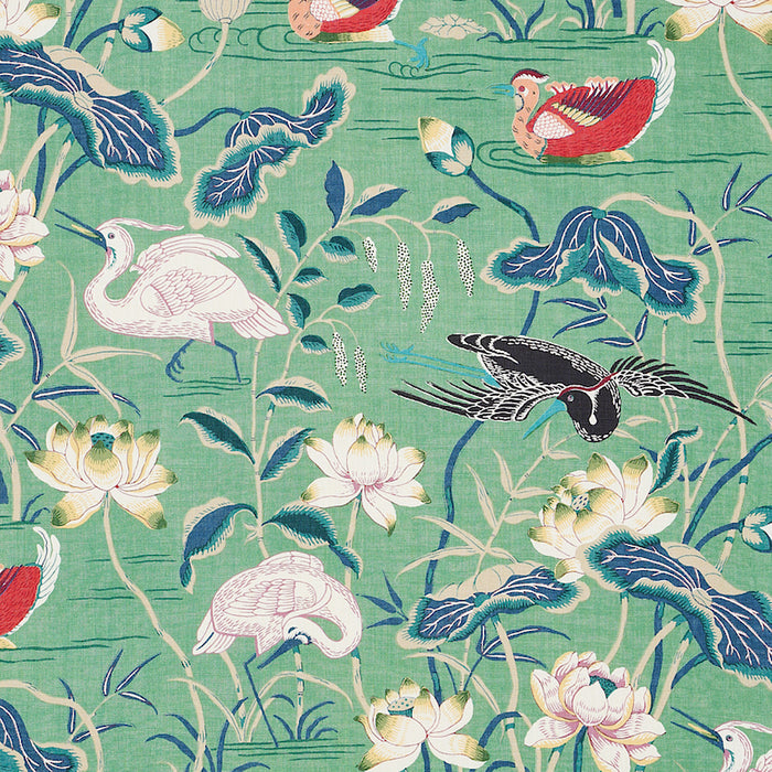 Schumacher Lotus Garden Jade Fabric 172935