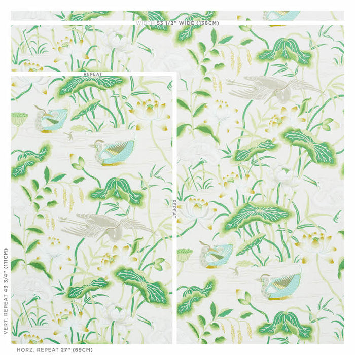 Schumacher Lotus Garden Leaf Fabric Sample 172939