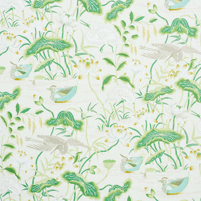 Schumacher Lotus Garden Leaf Fabric Sample 172939