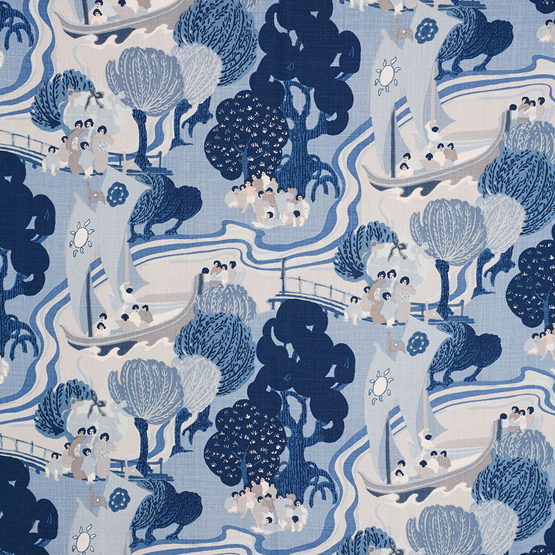 Schumacher Pearl River Blues Fabric 173065