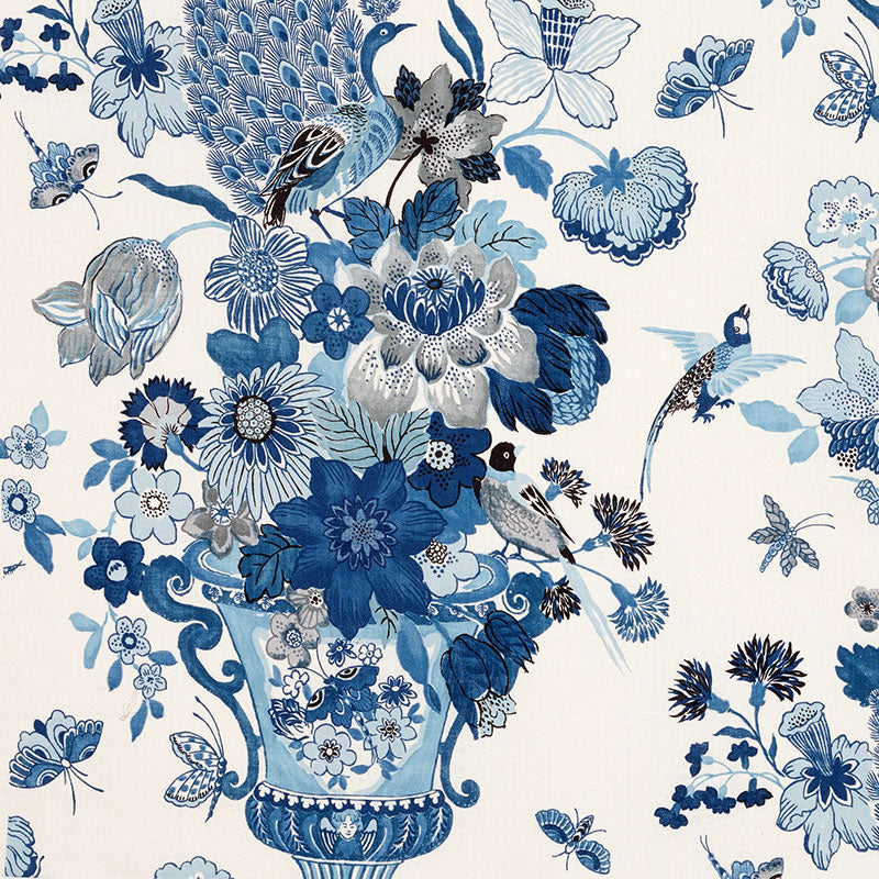 Schumacher Lansdale Bouquet Porcelain Fabric 173073