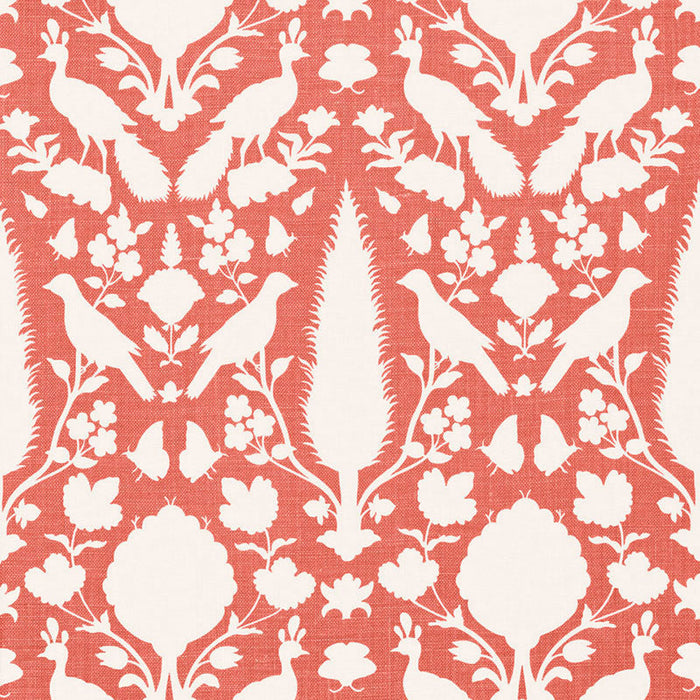 Schumacher Chenonceau Coral Fabric Sample 173564