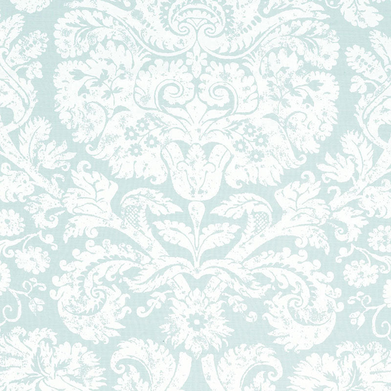 Schumacher Barresa Damask Aqua Fabric 174132