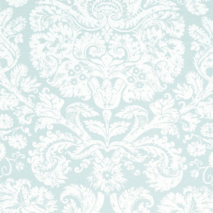 Schumacher Barresa Damask Aqua Fabric 174132