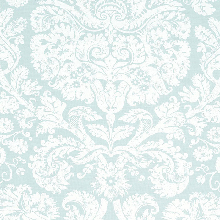 Schumacher Barresa Damask Aqua Fabric Sample 174132