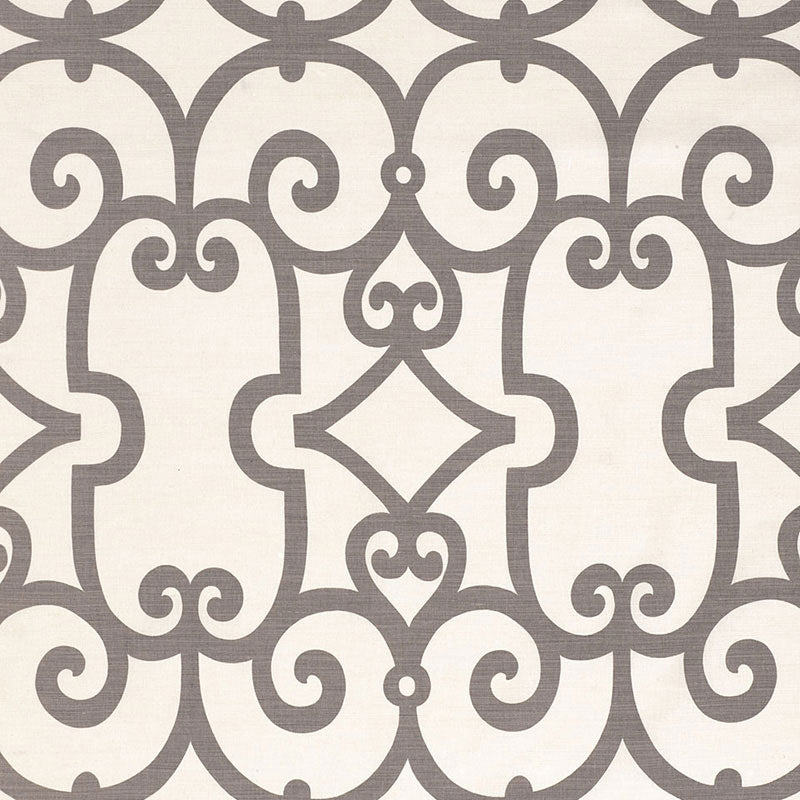 Schumacher Manor Gate Charcoal Fabric 174153