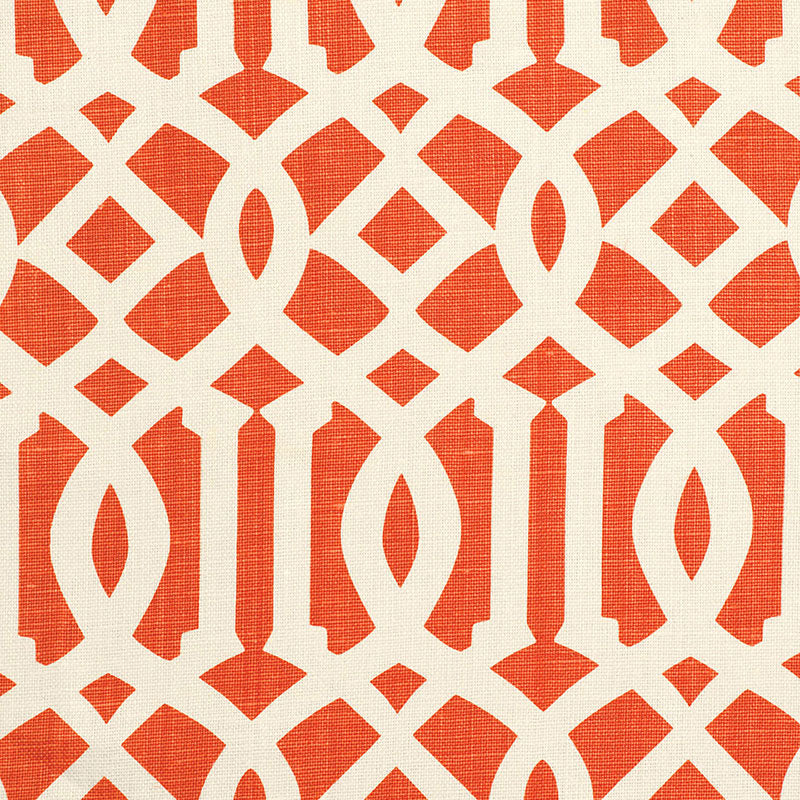 Schumacher Imperial Trellis Ii Ivory / Mandarin Fabric 174410