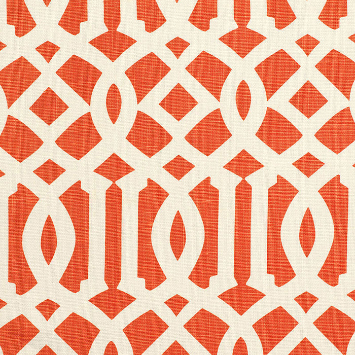 Schumacher Imperial Trellis Ii Ivory / Mandarin Fabric Sample 174410