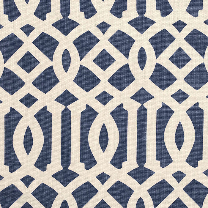 Schumacher Imperial Trellis Ii Ivory / Navy Fabric Sample 174411