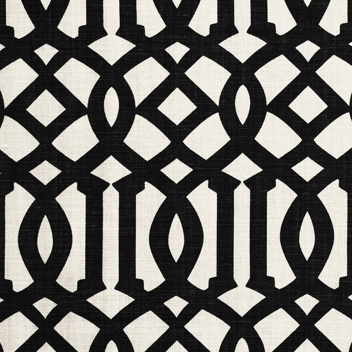 Schumacher Imperial Trellis Ii Jet Fabric Sample 174414