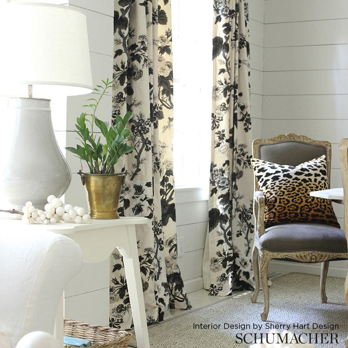 Schumacher Pyne Hollyhock Charcoal Fabric Sample 174450