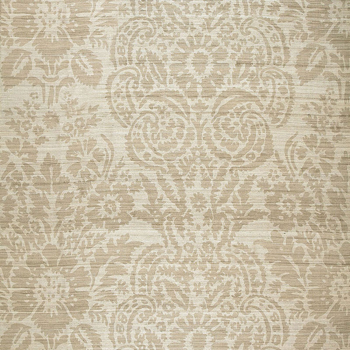 Schumacher Malay Damask Print Putty Fabric 174610