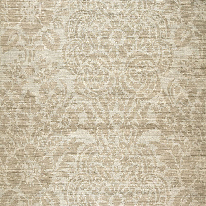 Schumacher Malay Damask Print Putty Fabric Sample 174610