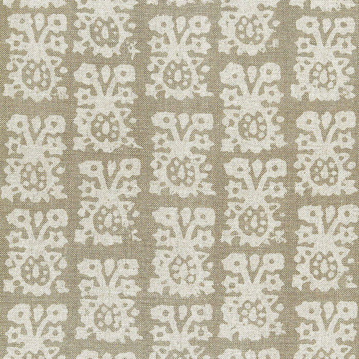 Schumacher Jakarta Linen Print Greige Fabric Sample 174631