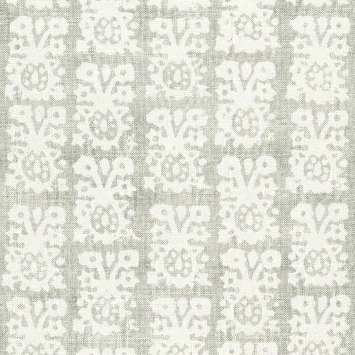 Schumacher Jakarta Linen Print Slate Fabric Sample 174632