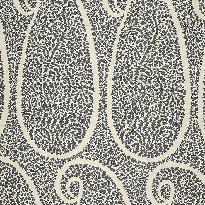 Schumacher Ambala Paisley Ash Fabric Sample 174641