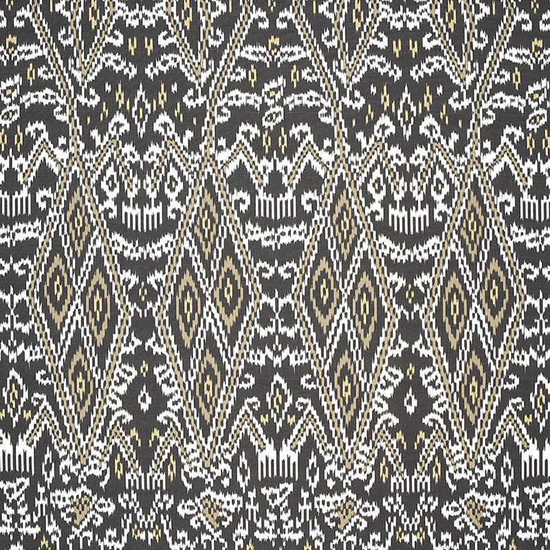 Schumacher Maya Ikat Print Ash Fabric 174750