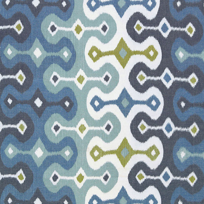 Schumacher Darya Ikat Sky Fabric Sample 174832