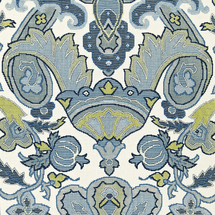 Schumacher Mataura Linen Print Aegean Fabric Sample 175080