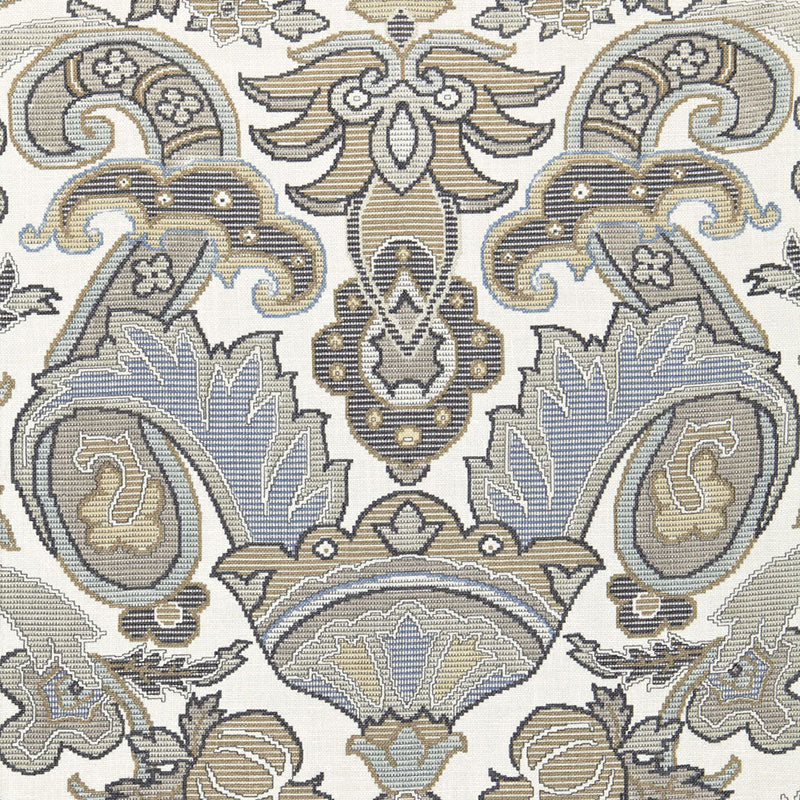 Schumacher Mataura Linen Print Greige Fabric 175081