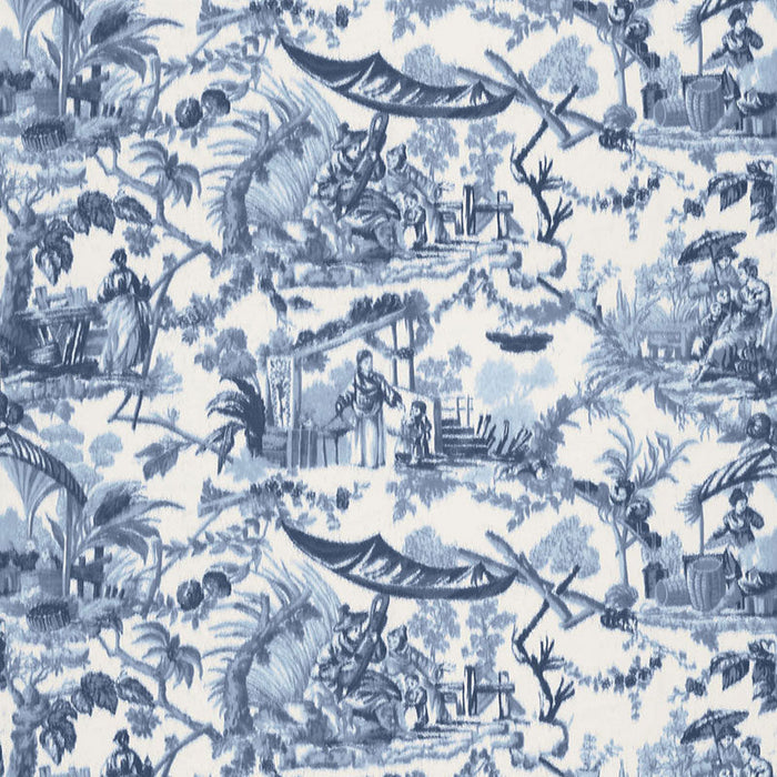 Schumacher Pavillon Chinois Lapis Fabric Sample 175101