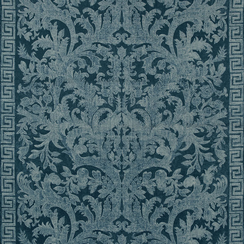 Schumacher Carlotta Velvet Damask Indigo Fabric 175111