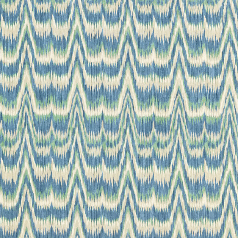 Schumacher Kamalia Ikat Print Aegean Fabric 175120