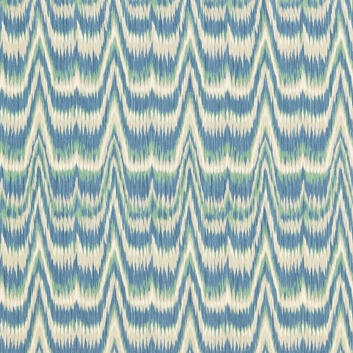 Schumacher Kamalia Ikat Print Aegean Fabric Sample 175120