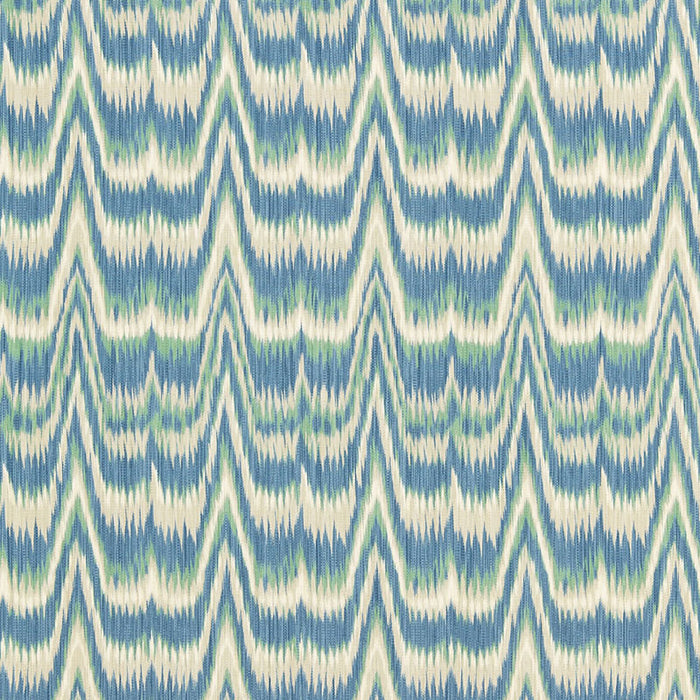 Schumacher Kamalia Ikat Print Aegean Fabric 175120