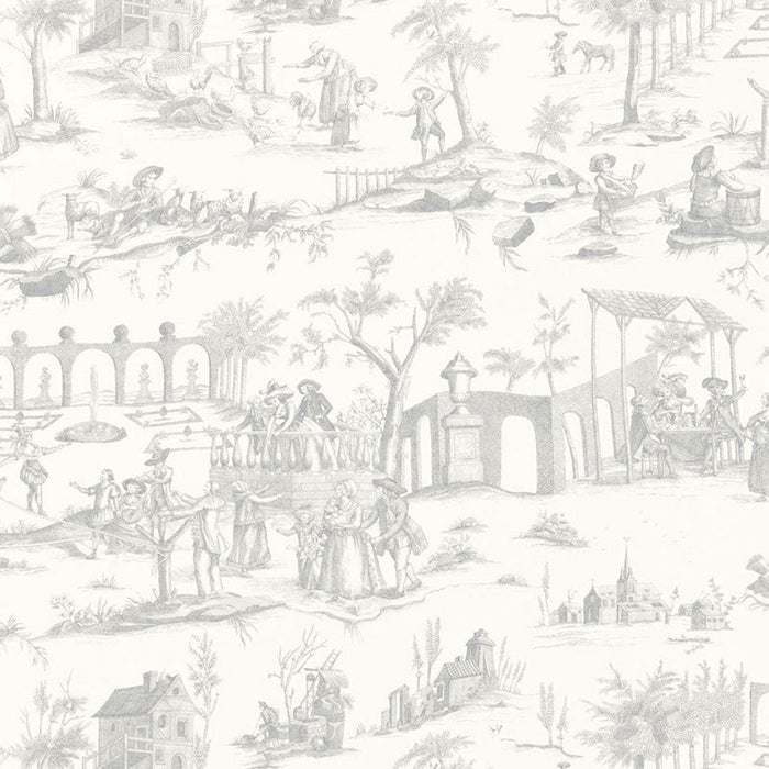 Schumacher Siena Toile Pewter Fabric Sample 175171