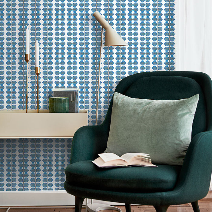 Schumacher Berså Blue Wallpaper 1752