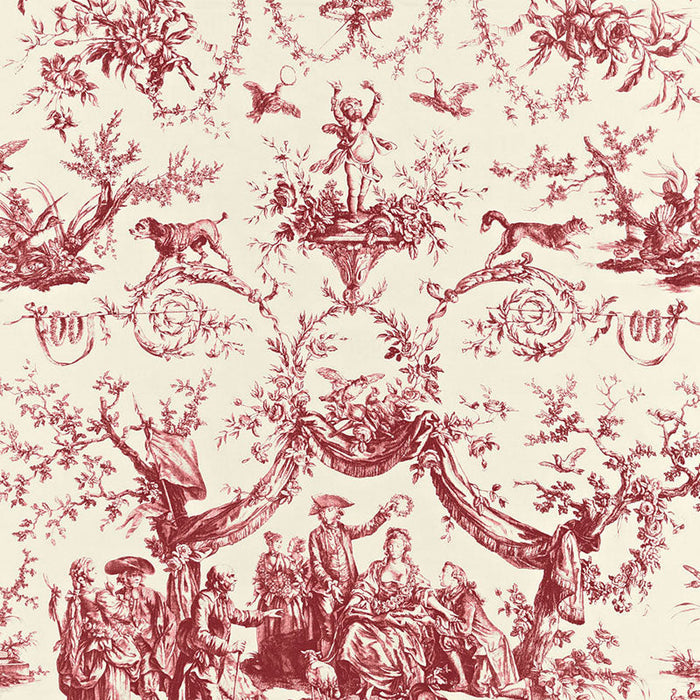 Schumacher Le Couronnement De La Rosiere Rouge Fabric Sample 175270